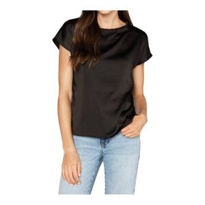 NWT S’EDGE Chic Black Satin Women's Blouse